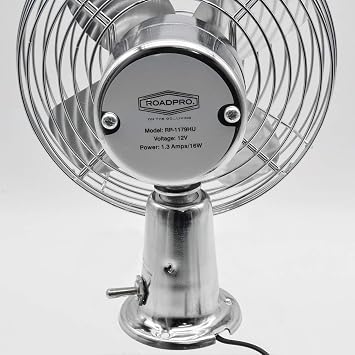 RoadPro RP-1179 Car Fan, Heavy Duty, 12V, Metal, 7.5
