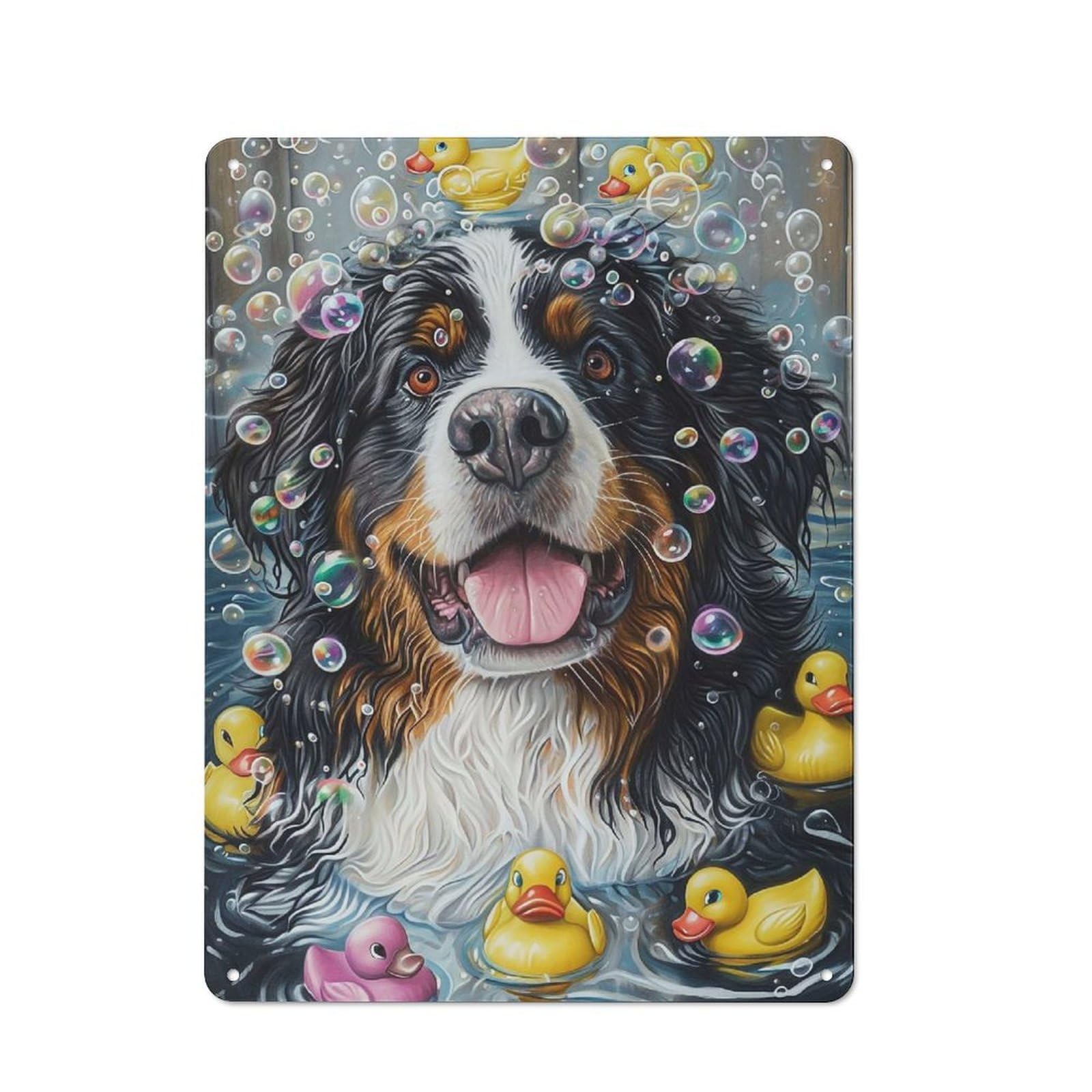 Junmoney Bernese Mountain Dog 40X30cm Rustic Metal Sign With For Hobby Room Or Studio, Metal Sign Decor For Hobby Rooms And Studios