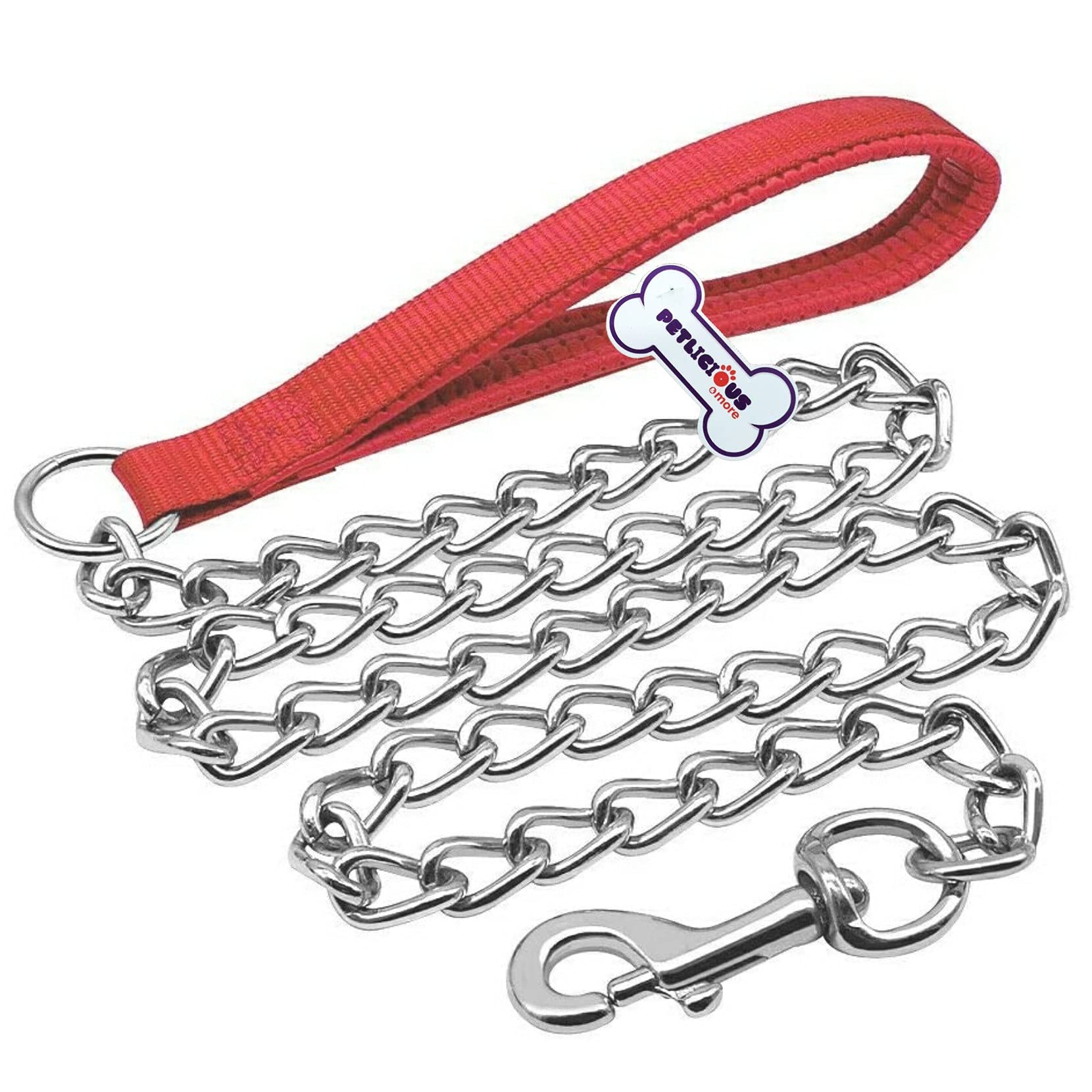 Petlicious & More Heavy Duty Dog Leash,Metal Dog Leash Dog Chain with Handle for Small & Medium Size Dogs (Size - Medium, Red) (B092ZGSZSF) Amazon Price History, Amazon Price Tracker