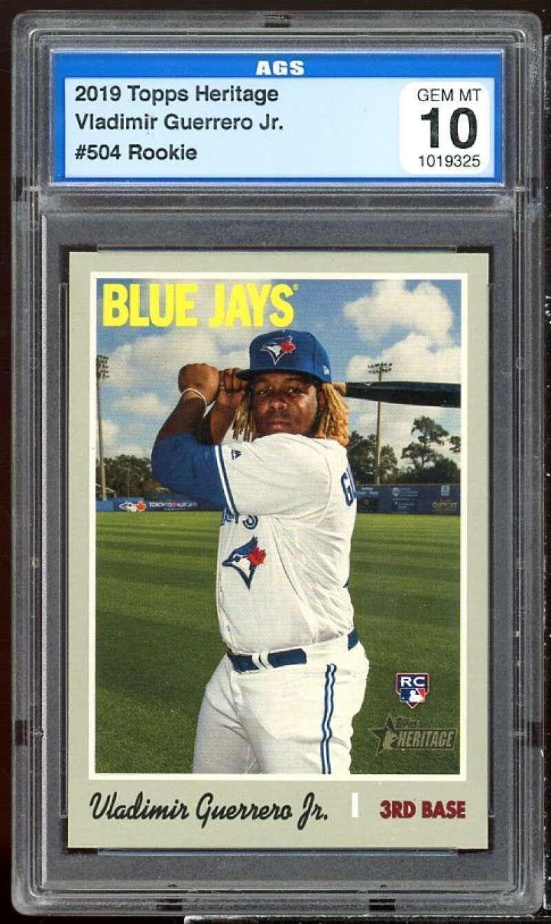 Vladimir Guerrero Jr. Rookie Card 2019 Topps Heritage #504 AGS 10 GEM MT - Baseball Slabbed Rookie Cards