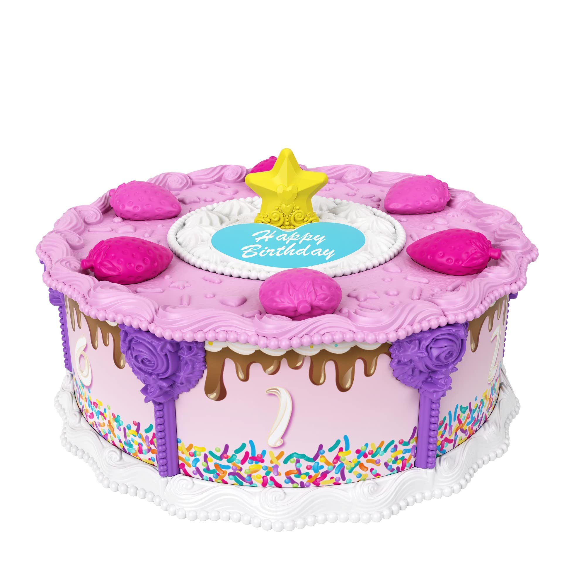 Polly Pocket- Playset Torta delle Sorprese a Tema Compleanno con Carosello di Unicorni e Tanti Accessori, Giocattolo per Bambini 4+Anni, GYW06
