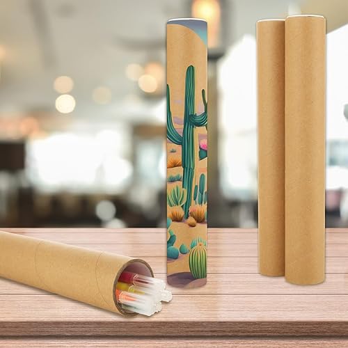 Miniatura 3 de 20 tubos de cartón, tubos postales, tubos postales de color marrón, resistentes de 11.811 x 1.575 in, con tapas de extremo de plástico para proteger