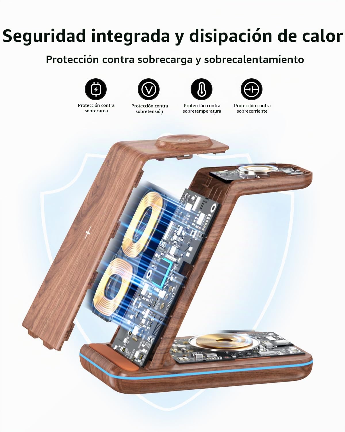 JoyGeek Cargador Inalámbrico para Samsung, Estacion de Carga 3 en 1 para Samsung S25/S24/S23/S22/ZFlip/Fold, Base Carga para Galaxy Watch Ultra/8/7/6/5/4/3, Carregador sem fios para Galaxy Buds-Bambú
