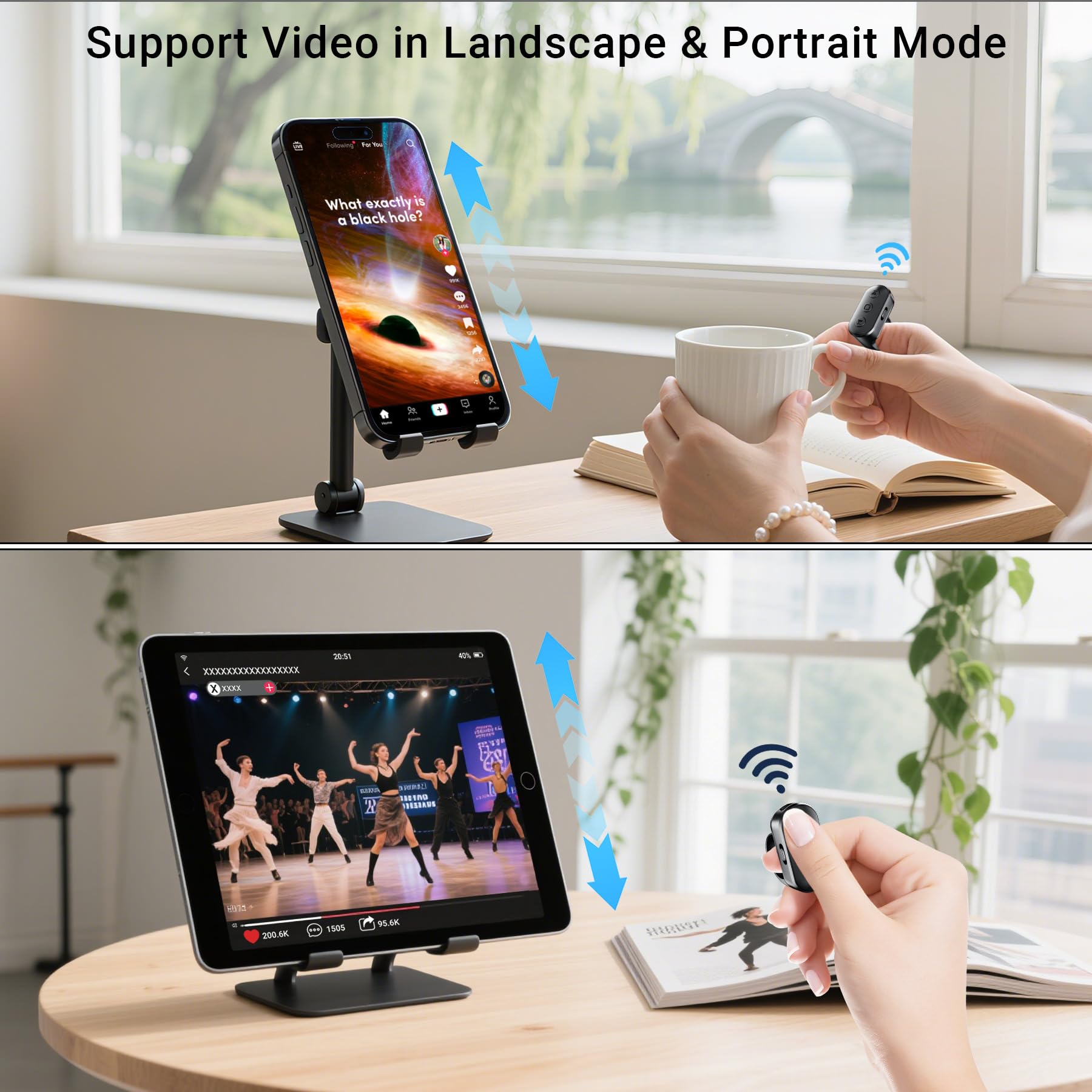 Scroll-Ring-Fernbedienung für TikTok, YouTube, IG-Shorts, Videounterstützung, Querformat, Hochformat, Fingerspitze, kabelloser Scroller, Seitenumkehrer für Kindle-App, kompatibel mit iPhone, iPad