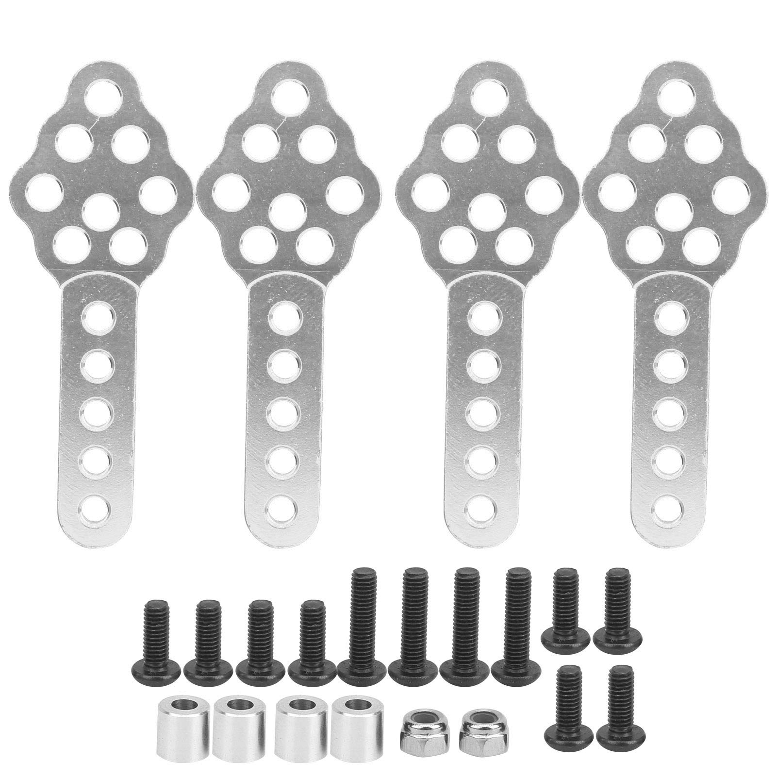Verstellbare Aluminiumlegierschockdämpfer -Halterungsplatte für 1/10 RC -Auto Crawler, Langlebige RC Auto Stoßdämpfer Halterung für SCX10 1/10 Crawler, 4pcs Set (SILVER)