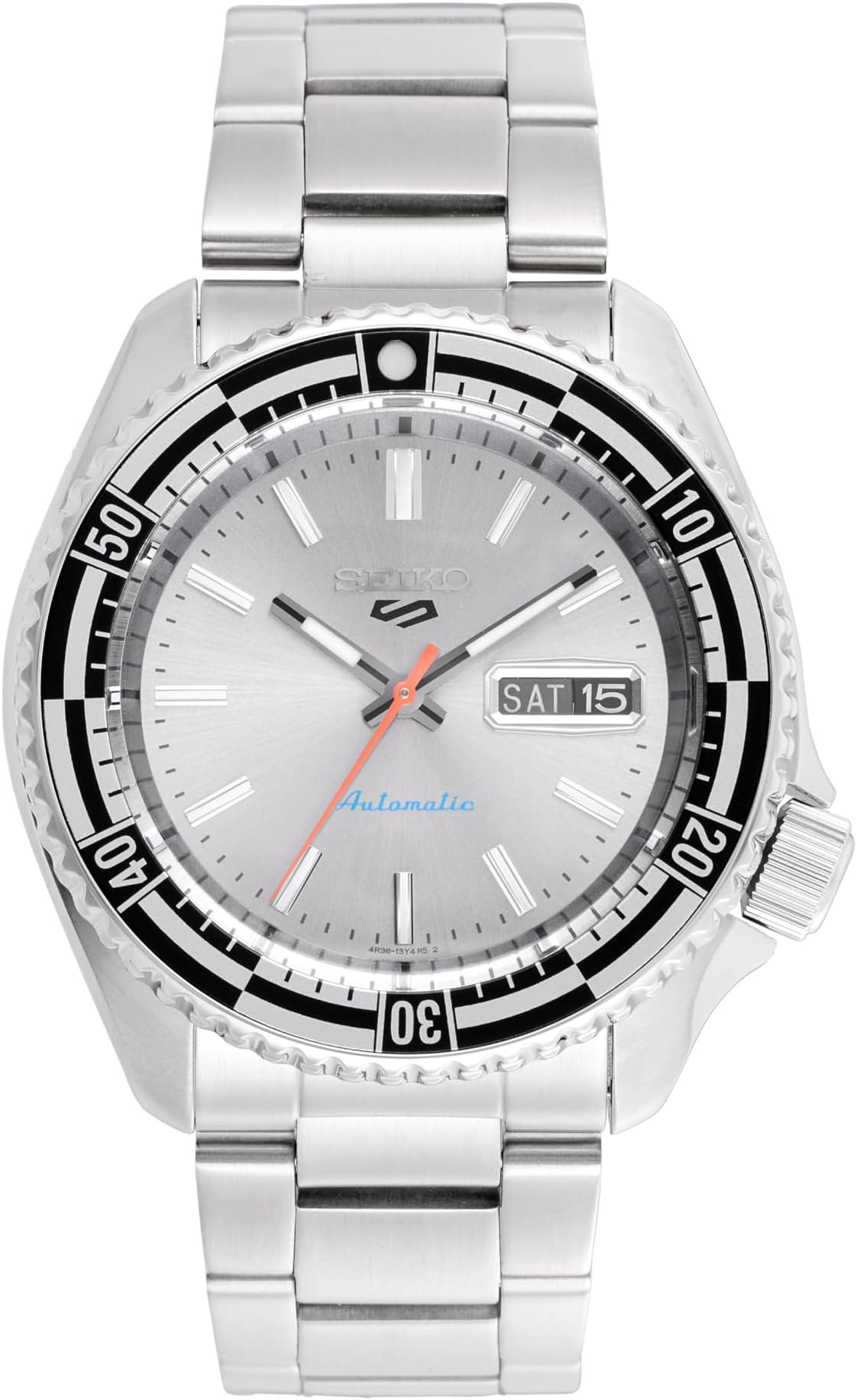 Stainless Steel Men New 5 Sports Round Silver Analog Watches-Srpk09K1