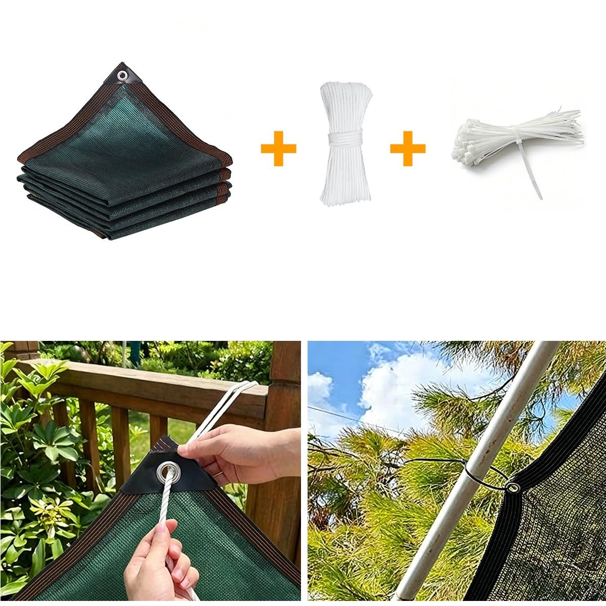 Genérico Red de Sombra con Ojales, Toldos Exterior Terraza, Malla Sombreo para Invernadero, Terraza, Plantas, Gallinero, Resistente Al Viento(Verde Oscuro,3 x 8m)