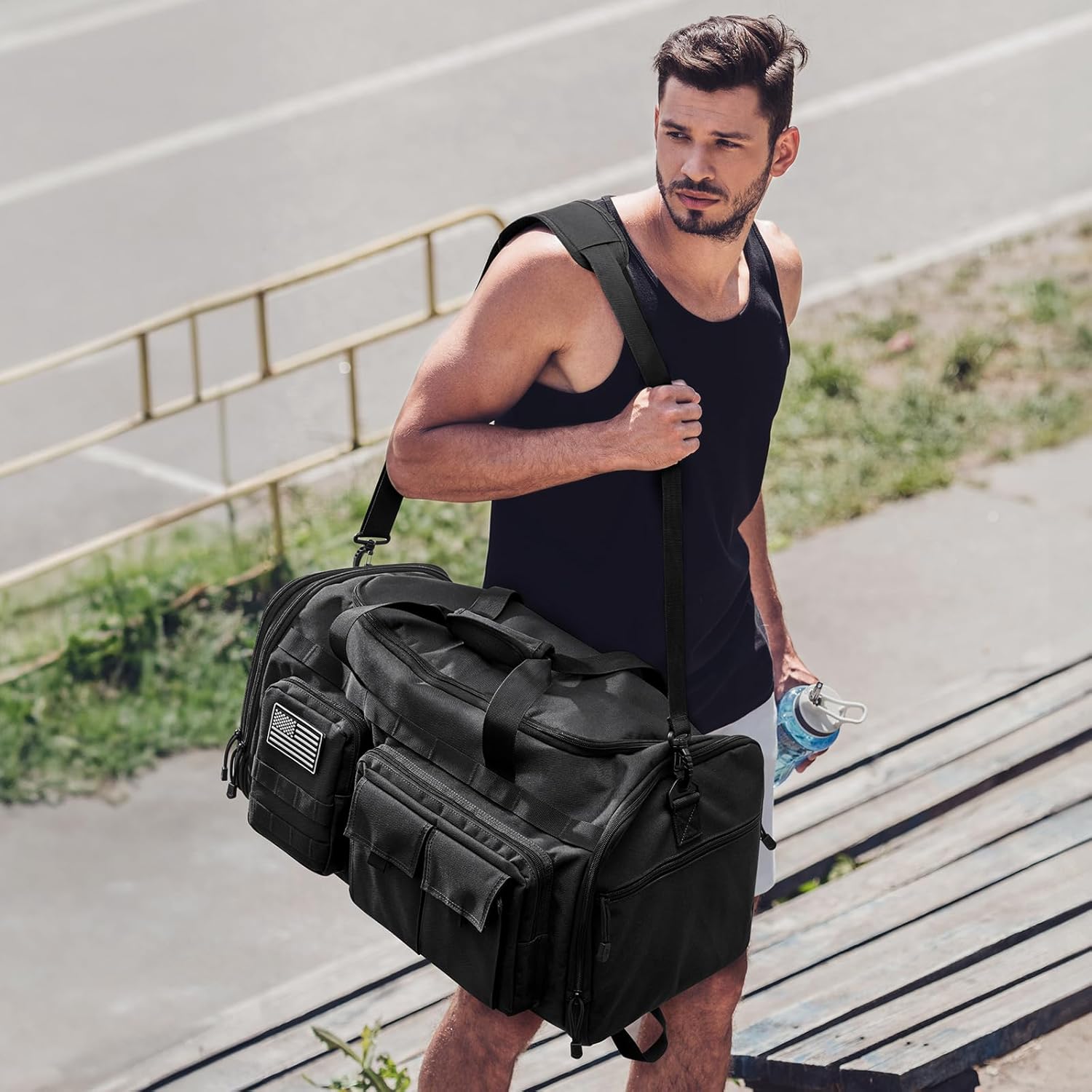 G4Free 3-in-1 Duffle Bag for Travel, Large Gym Duffle Backpack for Men Women with Shoes Compartment and Wet Pocket, Black