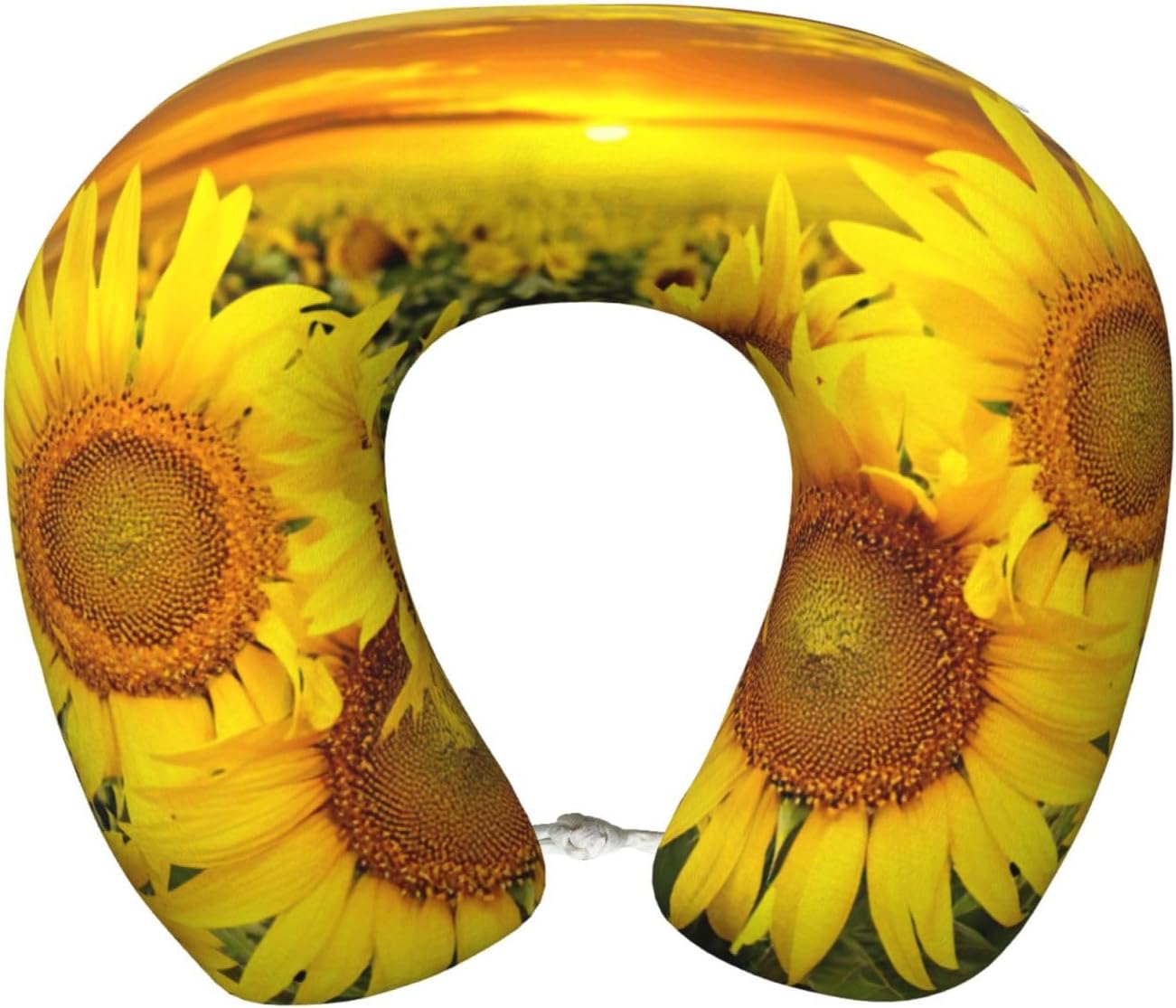 Cuscino da viaggio con stampa di girasole, cuscino da collo in memory foam, cuscino portatile per hotel, campeggio, dormienti laterali e dormienti sulla schiena