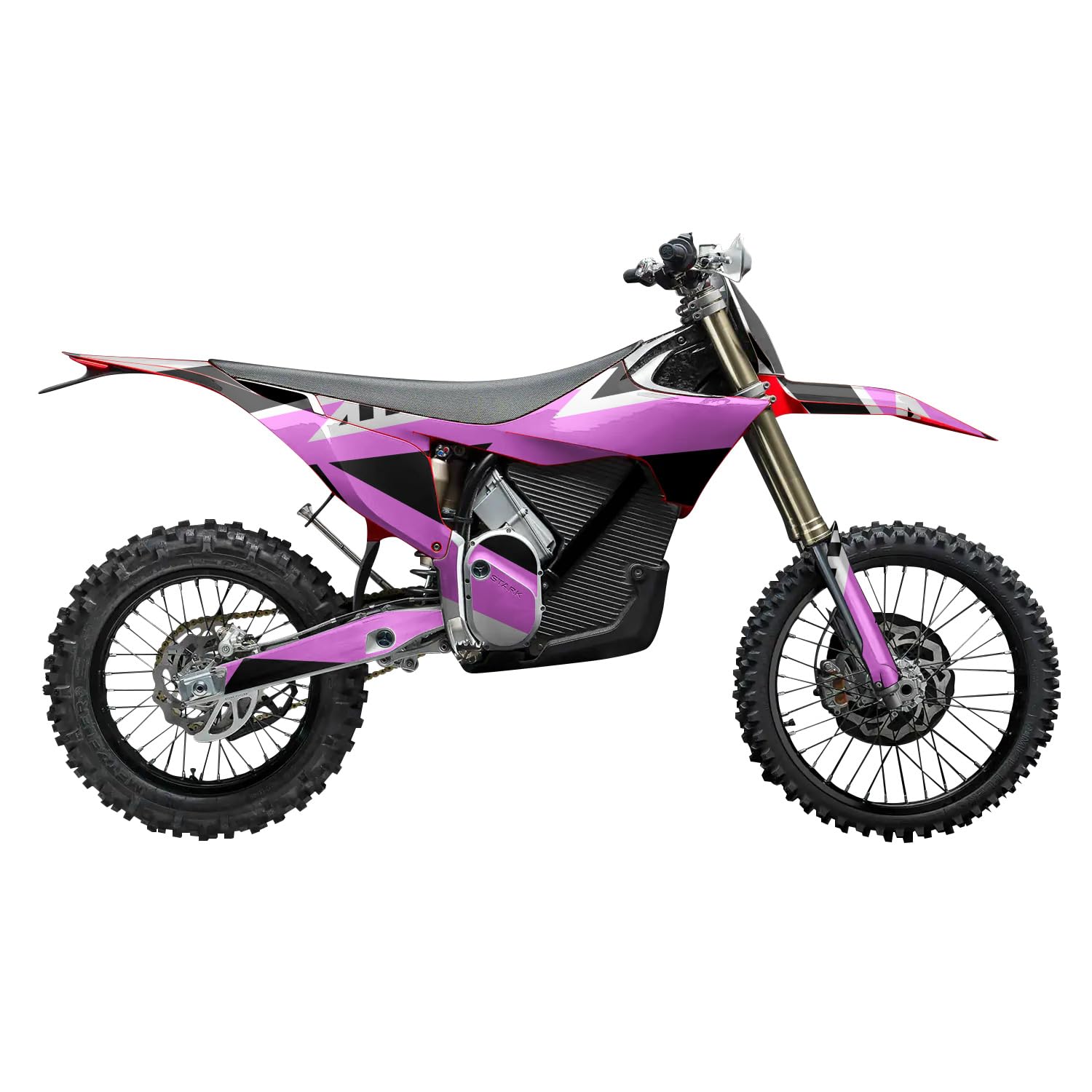 Stark Varg MX 2023-2025 Graphics Kit Wrap - Bars and Bolts Pink - Varg MX Skin - Premium 3M Vinyl Protective Wrap Decal Cover - Easy to Apply | Crafted in The USA by MightySkins