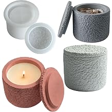 Silicone Candle Holder Mold with Lid Textured Jar Mold for Concrete, Plaster & Resin, Rough Surface Container for DIY Candle Making, Storage Box & Home Decor Form Me