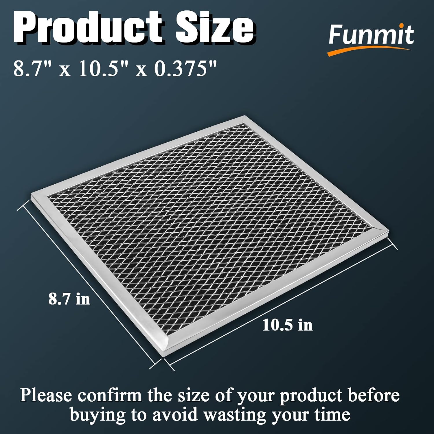97007696 Replacement Filter For B-Roan - Range Hood Filter 10.5 X 8.75 For Kitchen - Filter For Stove Vent Fan With Aluminum Mesh Charcoal Combo - Oven Vent Filter Replaces 6105c, 97007697-2 Pack