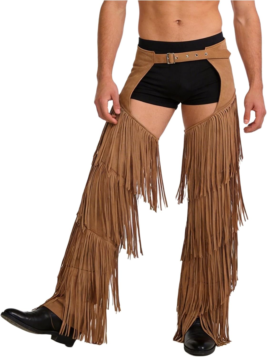 Lejafay Men's Western Cowboy Assless Chaps Motorcycle Fringe Pants