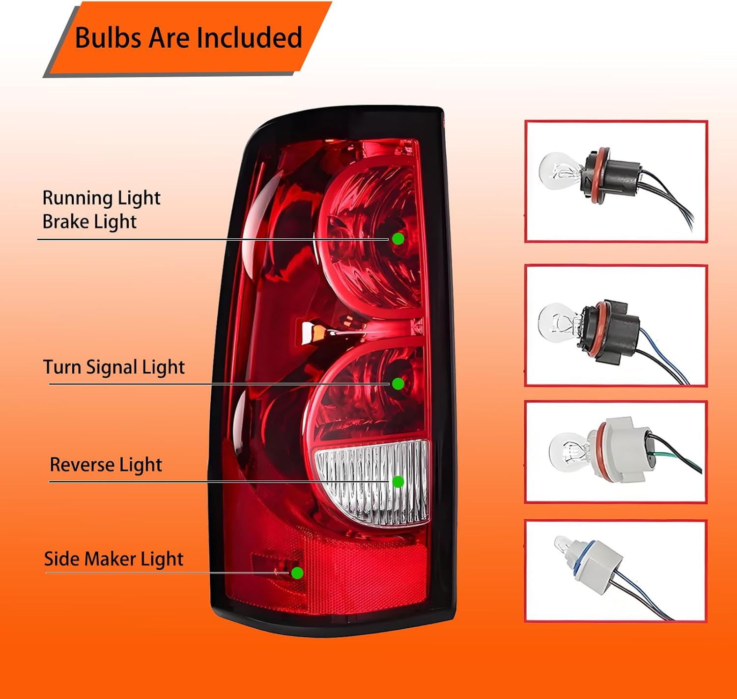 Headlights and Tail Lights Assembly Set For 2003 2004 2005 2006 Chevy Silverado 1500 2500 3500& HD Pickup/For 2007 Chevy Silverado Classic Truck Replacement Bumper Headlamps&Rear Brake Lamps(LH&RH)