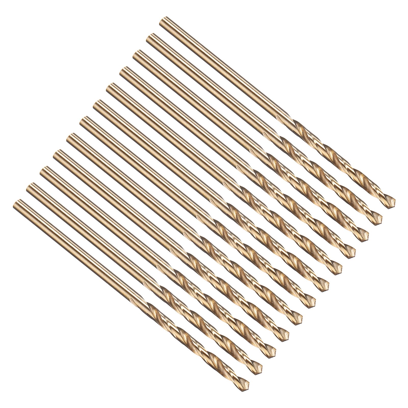 PATIKIL 1.7mm Drill Bit, M35 Cobalt 5% High-Speed Steel Jobber Straight Shank 135° Gold Finish for Stainless Steel Hard Metal - 12 Pack