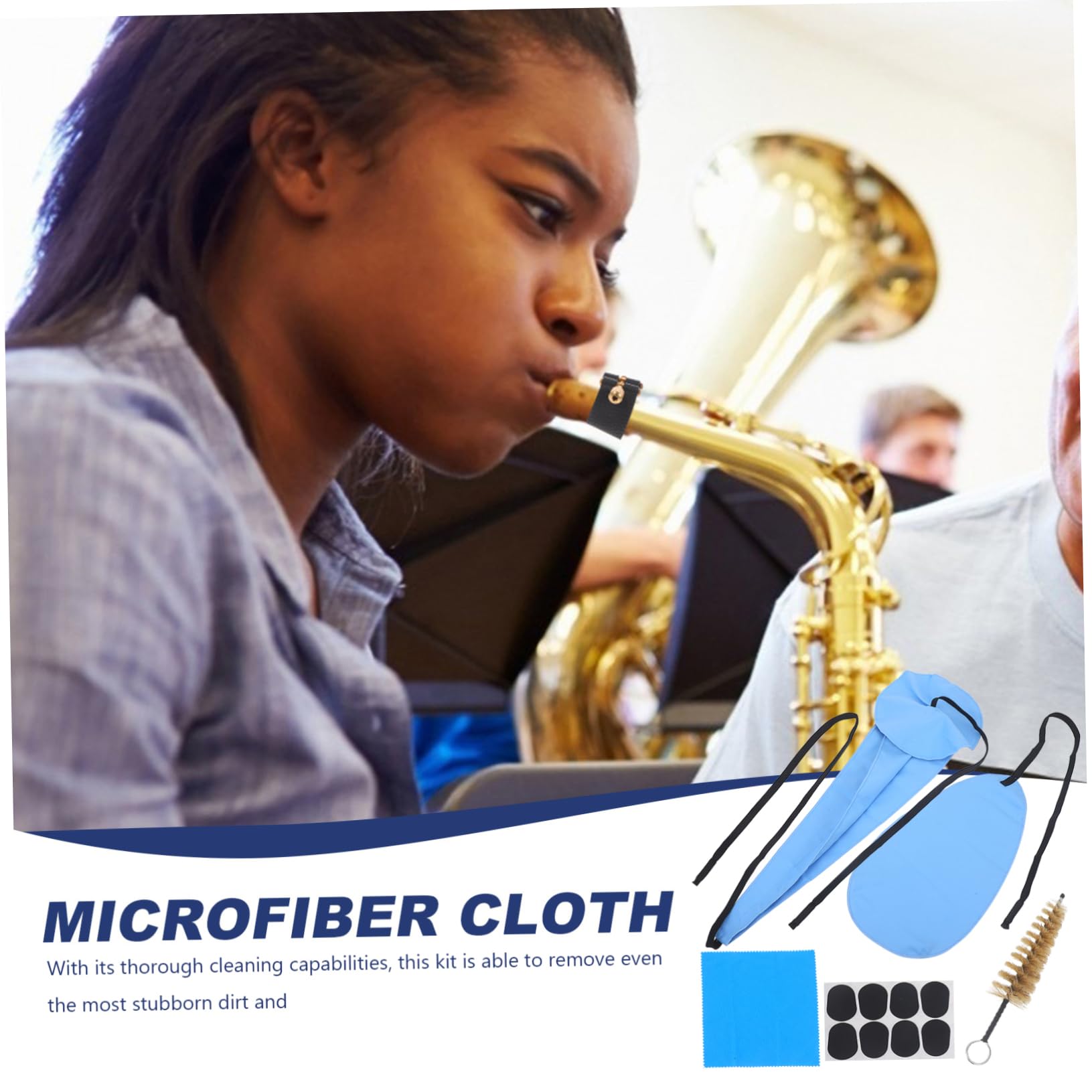 Kit Nettoyage Saxophone 4 Pièces - Chiffon, Brosse Embouchure, Écouvillon Jaune