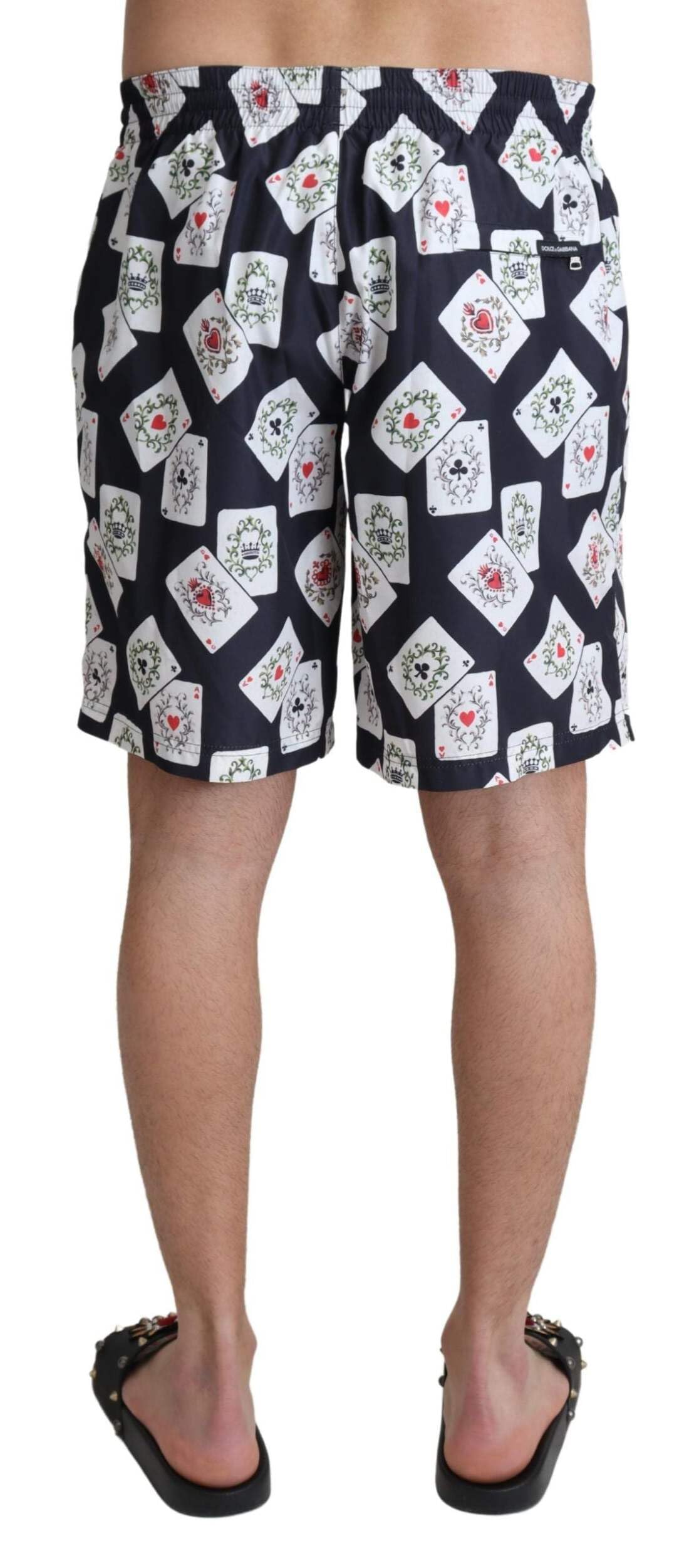 Dolce & Gabbana Czarna karta Deck Print Stroje Kąpielowe Stroje Kąpielowe