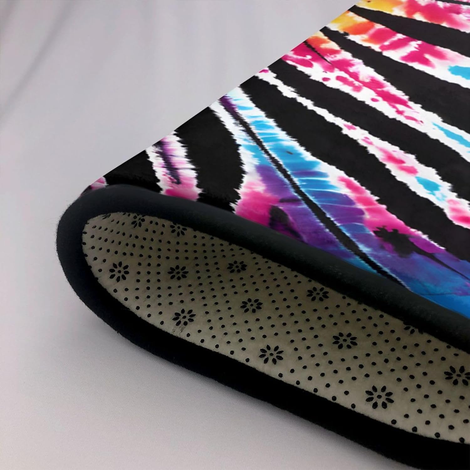 Flannel Non-Slip (Exotic Tribe Tie Dye Style) Rug Pad 80×50in Soft Washable Protective for Hardwood Floors Bedroom Bathroom Living Room