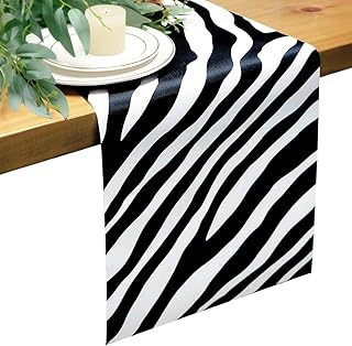 Table Runner Striped Runner Party Table Decorations Black and White Zebra Signs for Dinner Jungle Theme Birthday Supplies Birthday Baby Shower New Years Decorations 12 x 72 Inches