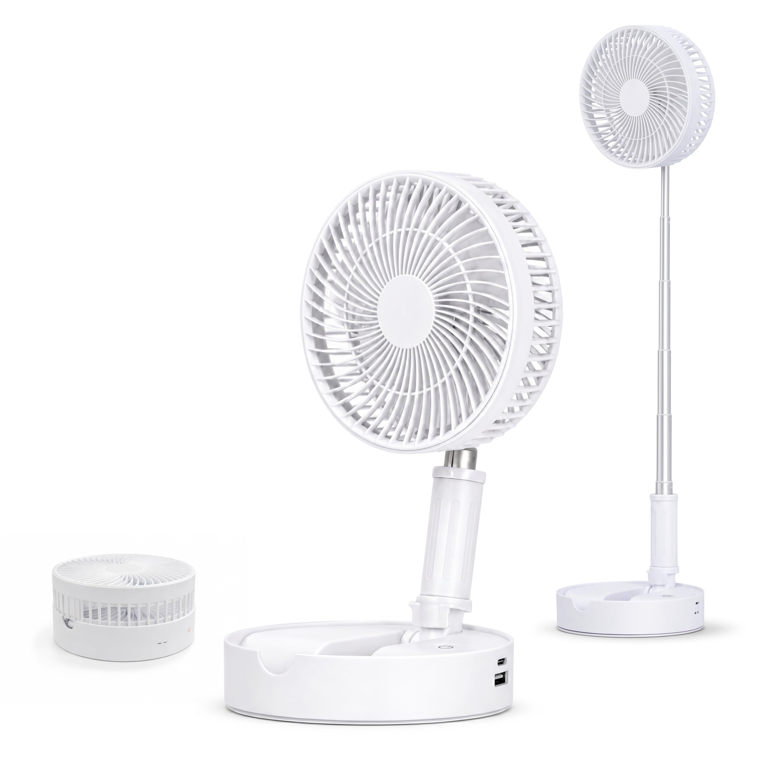 Status IONOS 7" Foldable Rechargeable Desk Fan, White