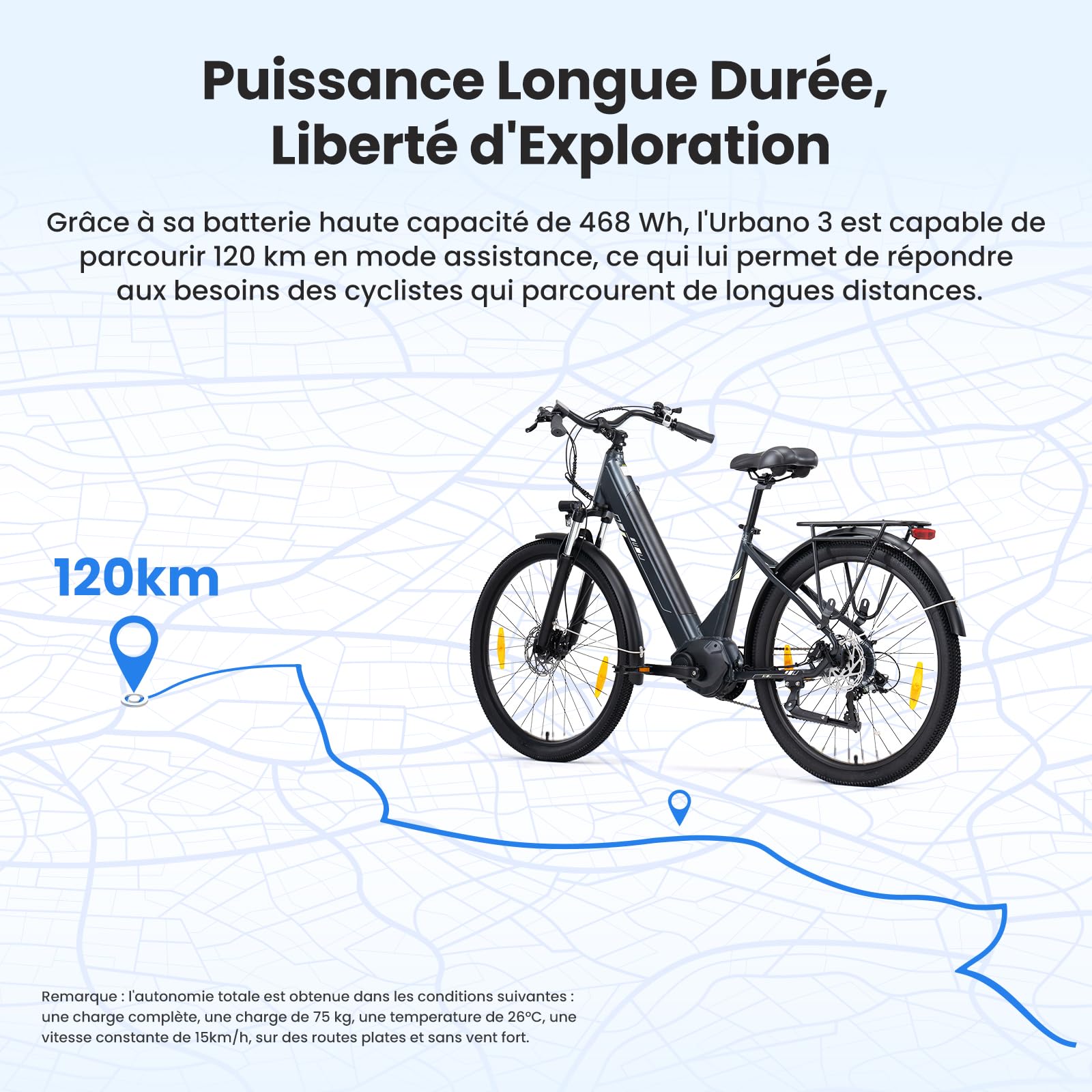 Touroll Urbano 3 Vélo Électrique Adulte, Moteur Central 250W 70Nm, Freins Disque Hydrauliques, Batterie Amovible 120km Autonomie, 27.5" Vélo électrique de Ville 7 Vitesses