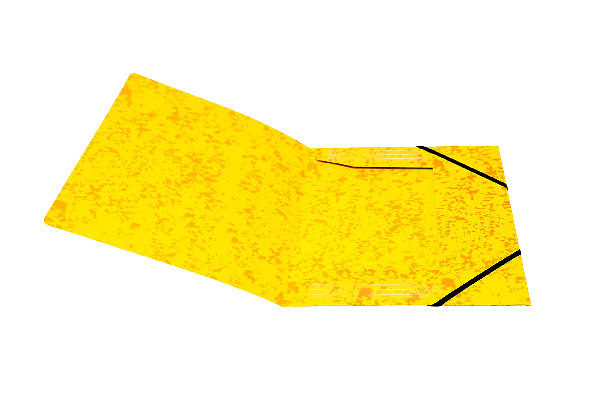 Pack of 12 A4 Yellow Card 3 Flap Folders with Elastic Closure - Image 3