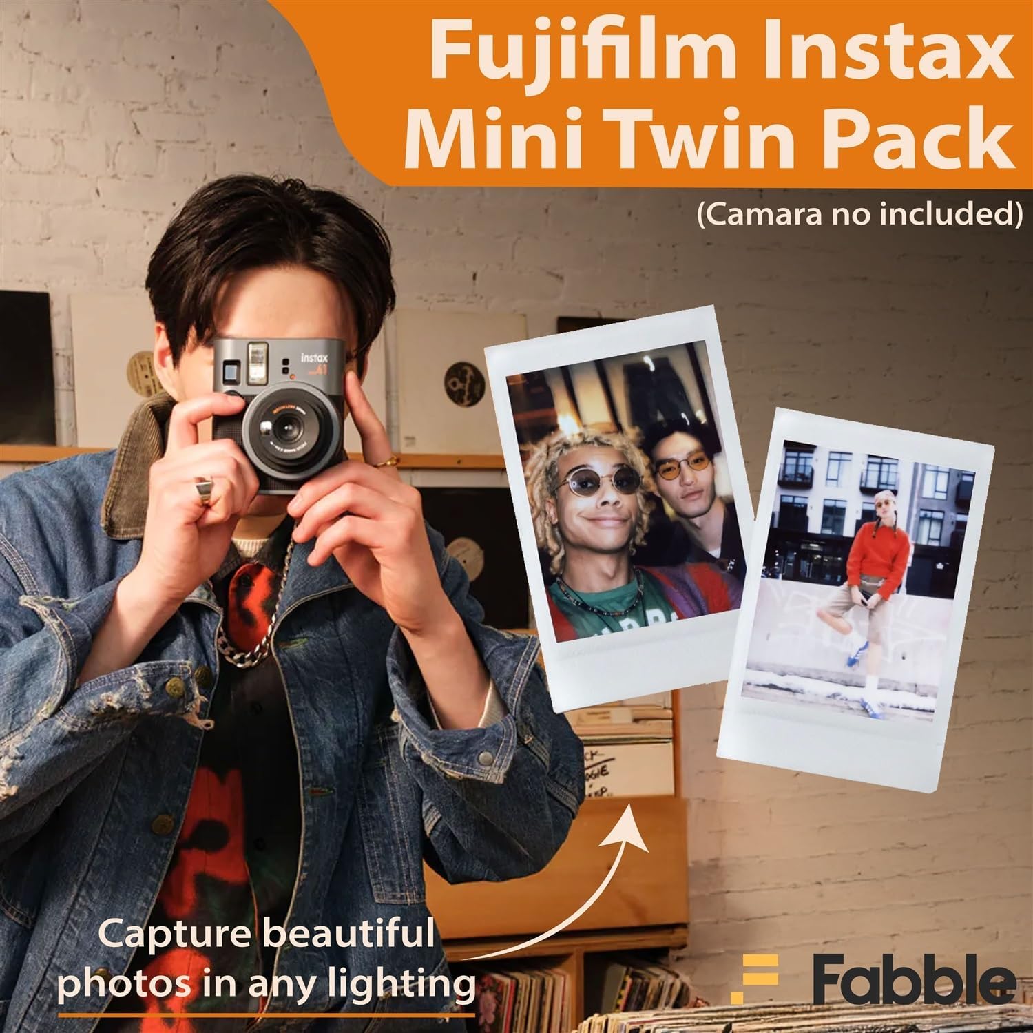 Fujifilm Instax Mini Twin Pack Instant Film (20 Exposures), Bundled with a Black Ideal Instax Mini Album (Holds 32 Photos)