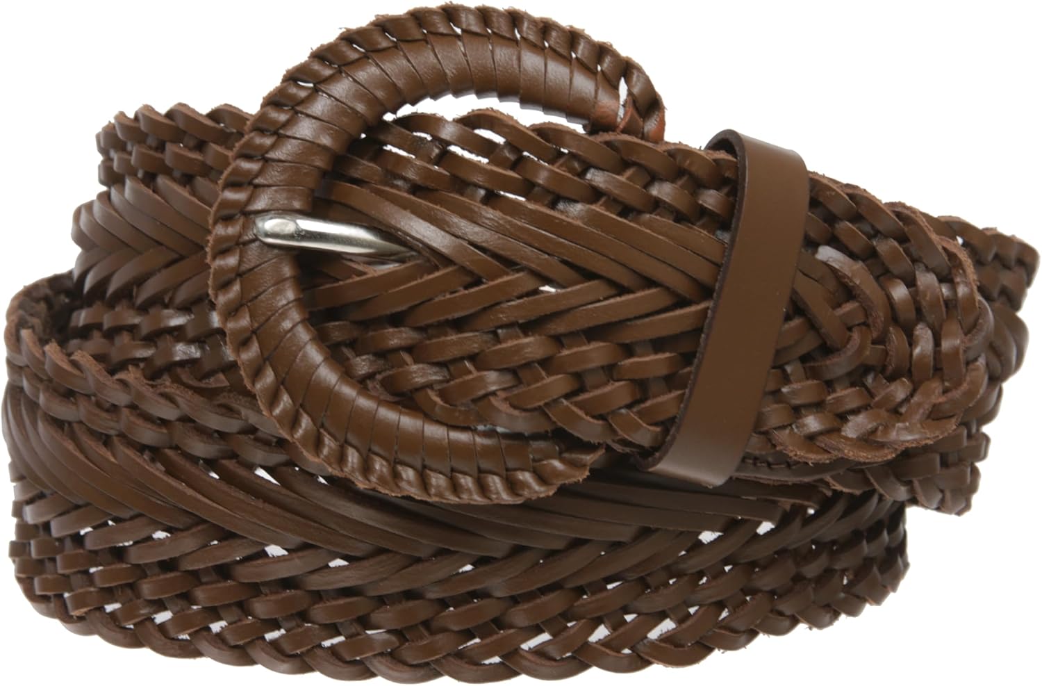 Beltiscool Women's 2" Wide Braided Woven Round Leather Belt