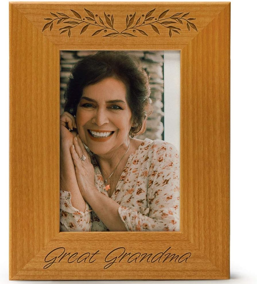 CEDAR CRATE MARKET Great Grandma, Engraved Natural Wood Photo Frame Fits 4x6 Vertical Portrait for Grandma, Grandparent's Day, Best Grandma Ever, Grandmother Gifts, Grandma & Me, Mother’s Day