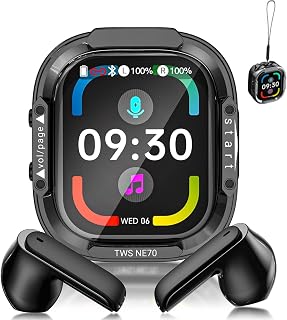 NE70 Earbuds, AI Translation Earbuds Real Time Support 165 Languages, Language Translator Headphones with LCD Touch Screen & Anti-Loss (Deep Black)