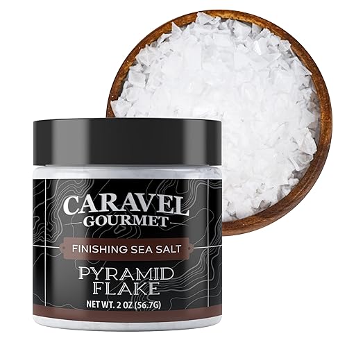 Pyramid Flake Sea Sal, Sal gourmet de acabado escamoso, tarro de 2 oz - Caravel Gourmet
