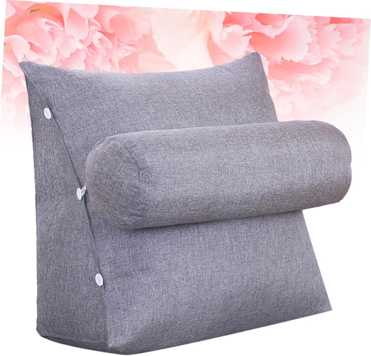 Bed Triangle Cushion Armrest Ergonomic Waist Rest and Neck Support Pillow for Reading Home and Car Dark Grey