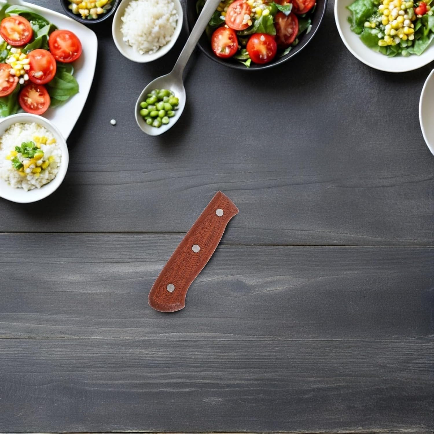 Veemoon Wooden Kitchen Cutter Handle with Mounting Rivets, Brown Grip