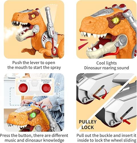 Miniatura 5 de Scooter de dinosaurio de alta calidad para niños pequeños  Juguete eléctrico deslizante de pie a suelo con música, luces, rocío de niebla para niños