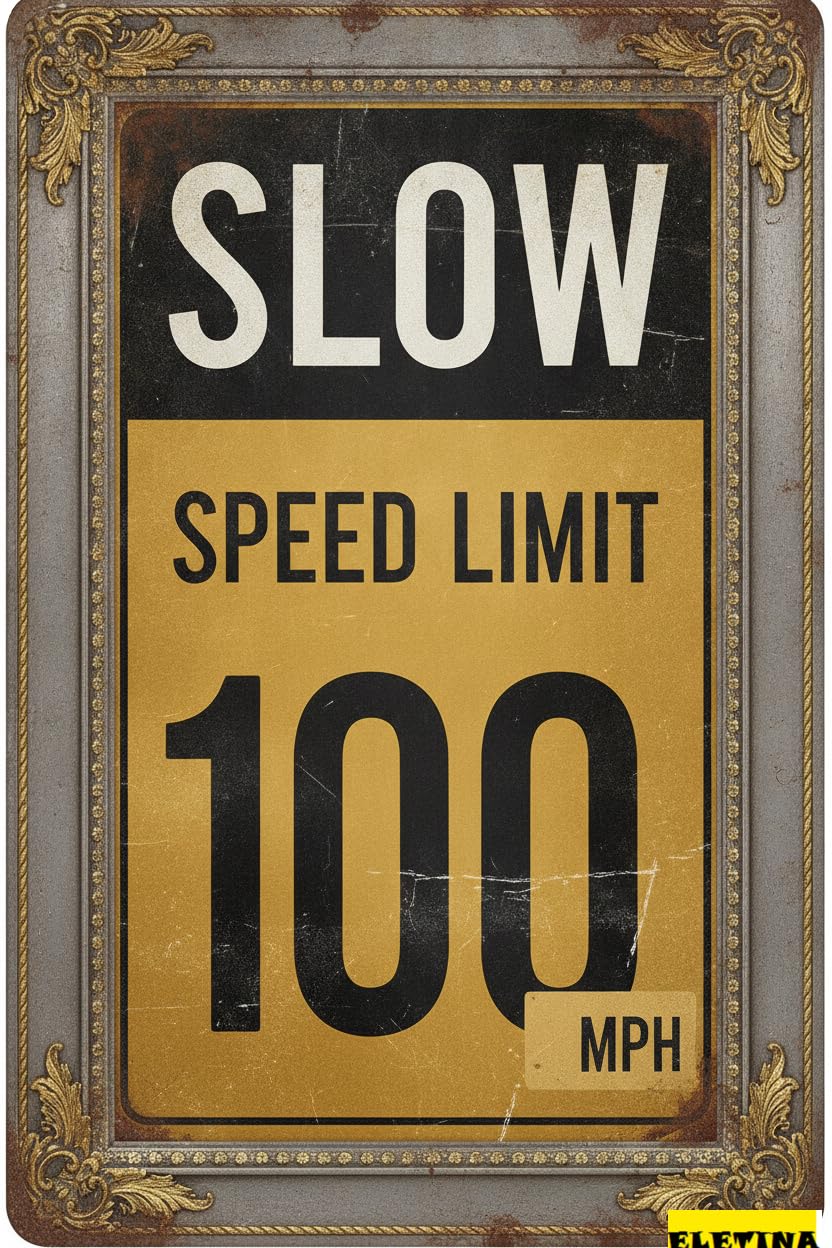 Speed Limit 100 MPH Tin Sign, 12x8 Inch Road Decor