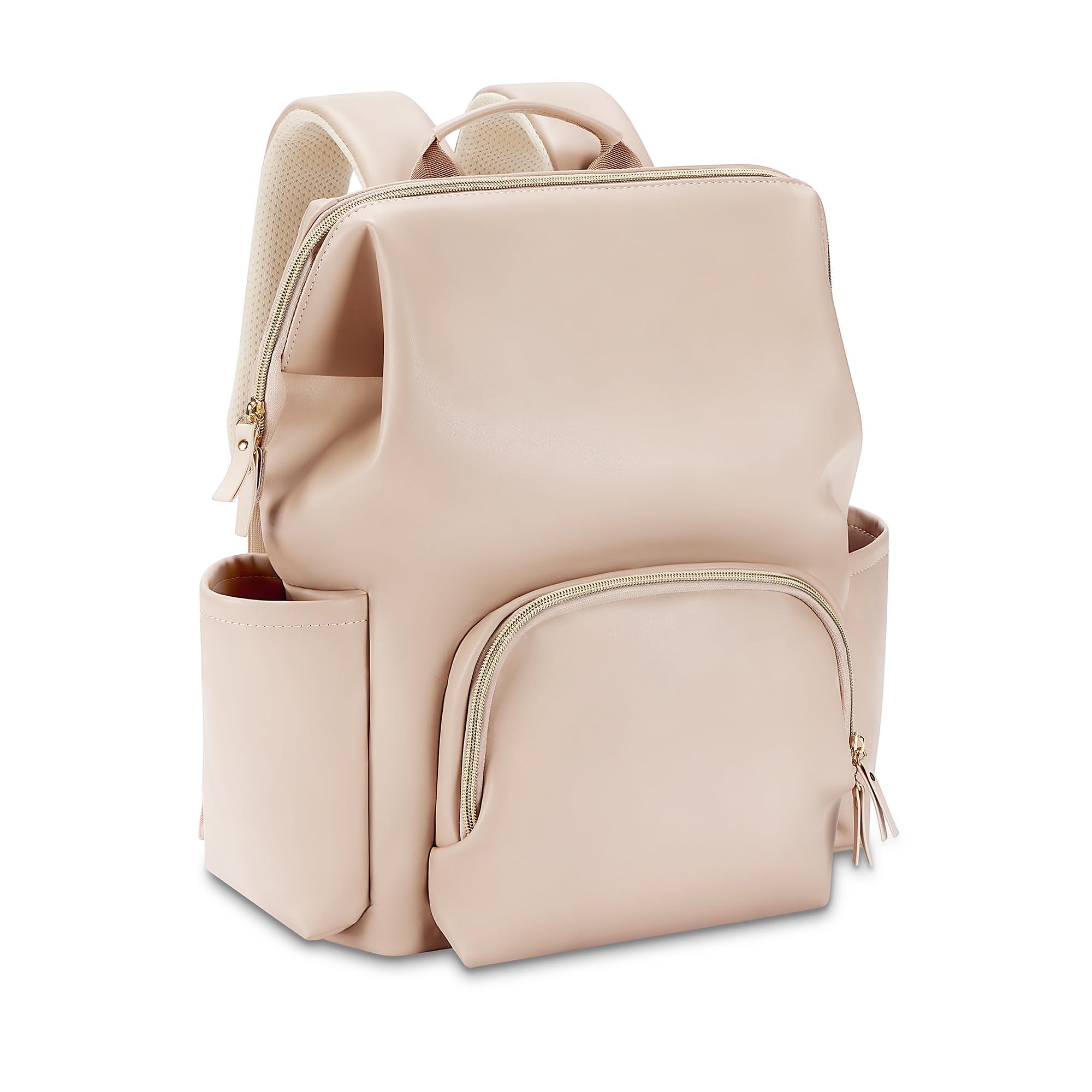 HolaJia Faux Leather Diaper Bag Backpack with Waterproof Pockets,Stroller Buckle and Changing Pad - 35L Large Diaper Bags Mommy Bag for Boy and Girl -