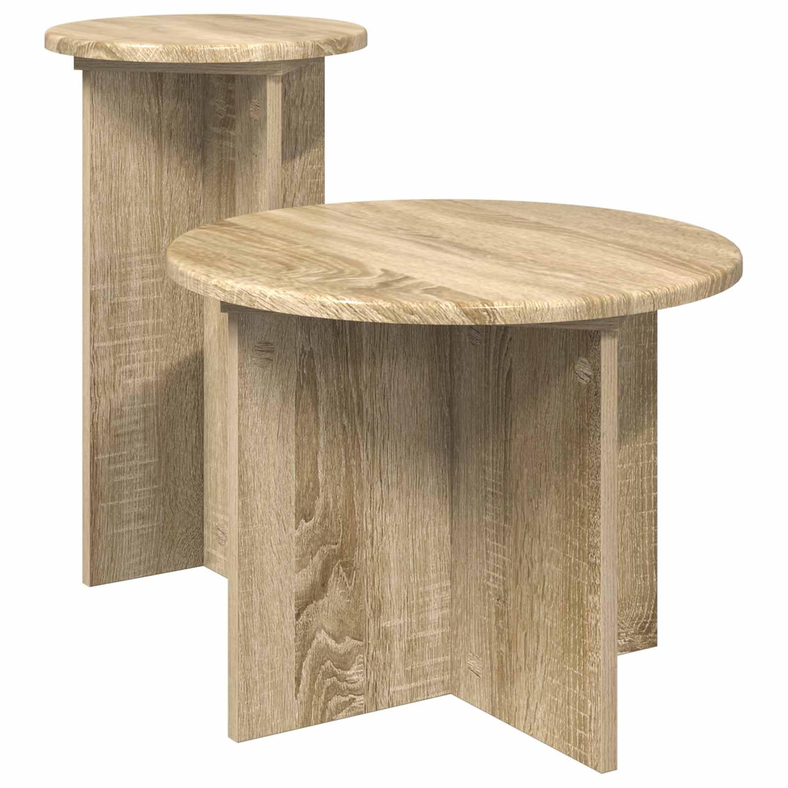 Genérico Conjunto de mesas auxiliares 2 uds. Roble Sonoma Ø 45 x 35 cm,Mobiliario Mesas,Mesas auxiliares,9.98 kg-8001030