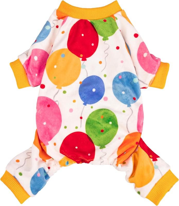 Pijama de Fleece para Cães Pequenos Fitwarm com Estampa de Balões, Macacão de Inverno com Patas, XS