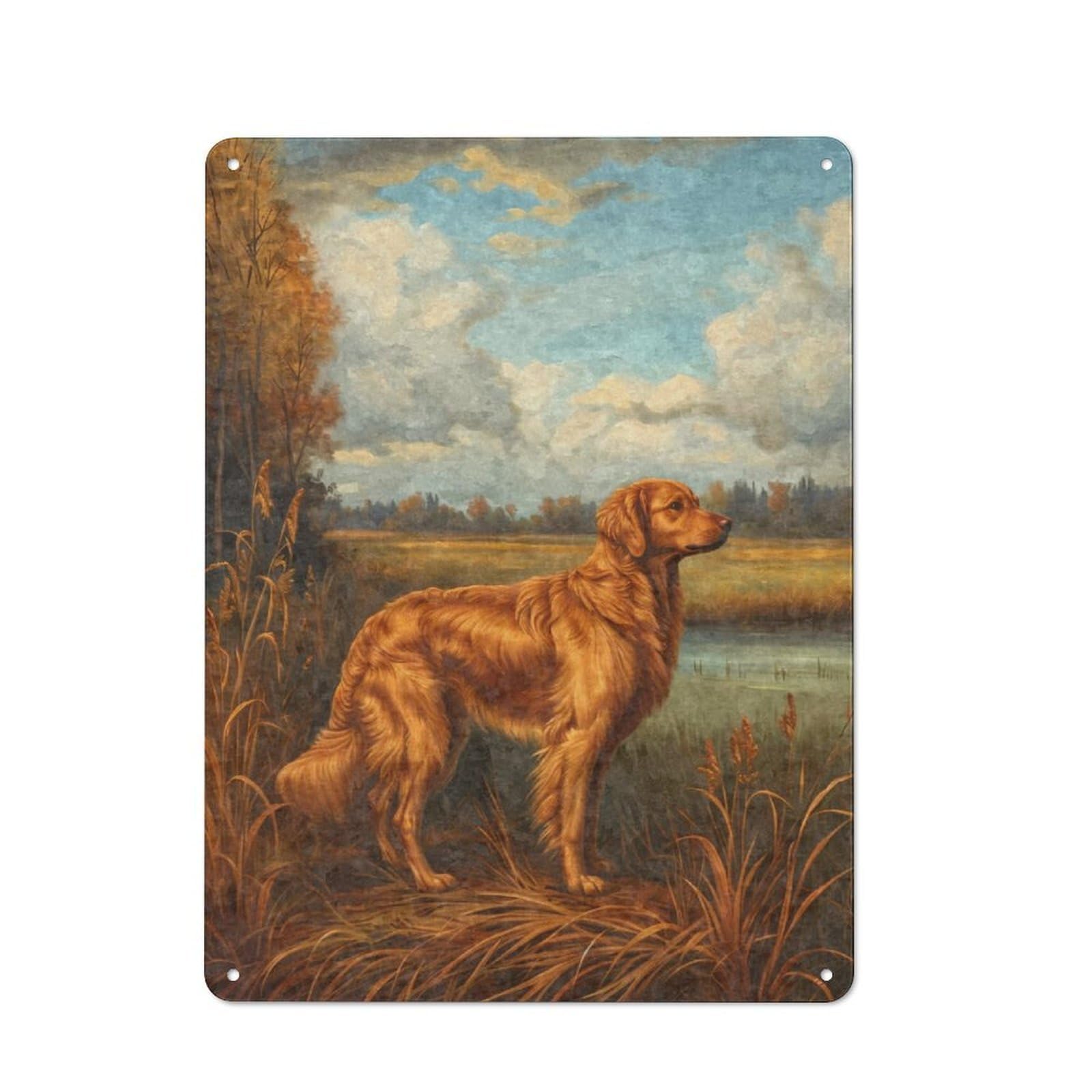 Junmoney Vintage Golden Retriever Simple Retro Tin Sign 40X30cm, Office Wall Decor For Hobby Room, Office, Lounge Or Living Room