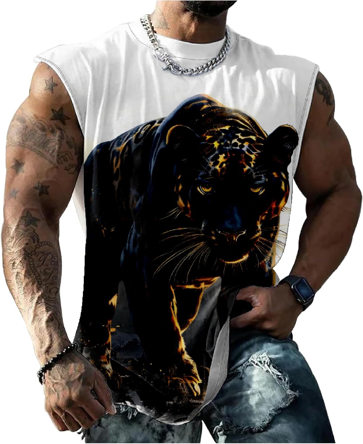 Mens Sleeveless Tee Shirts Muscle Tank Top Quick Dry Tough Guy Workout Loose Tank Tops Suitability Workout Gym