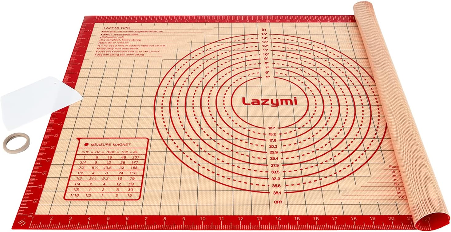 Spianatoia In Silicone 80x60cm - Con Misure Per Pizza, Pane E Dolci, Antiaderente