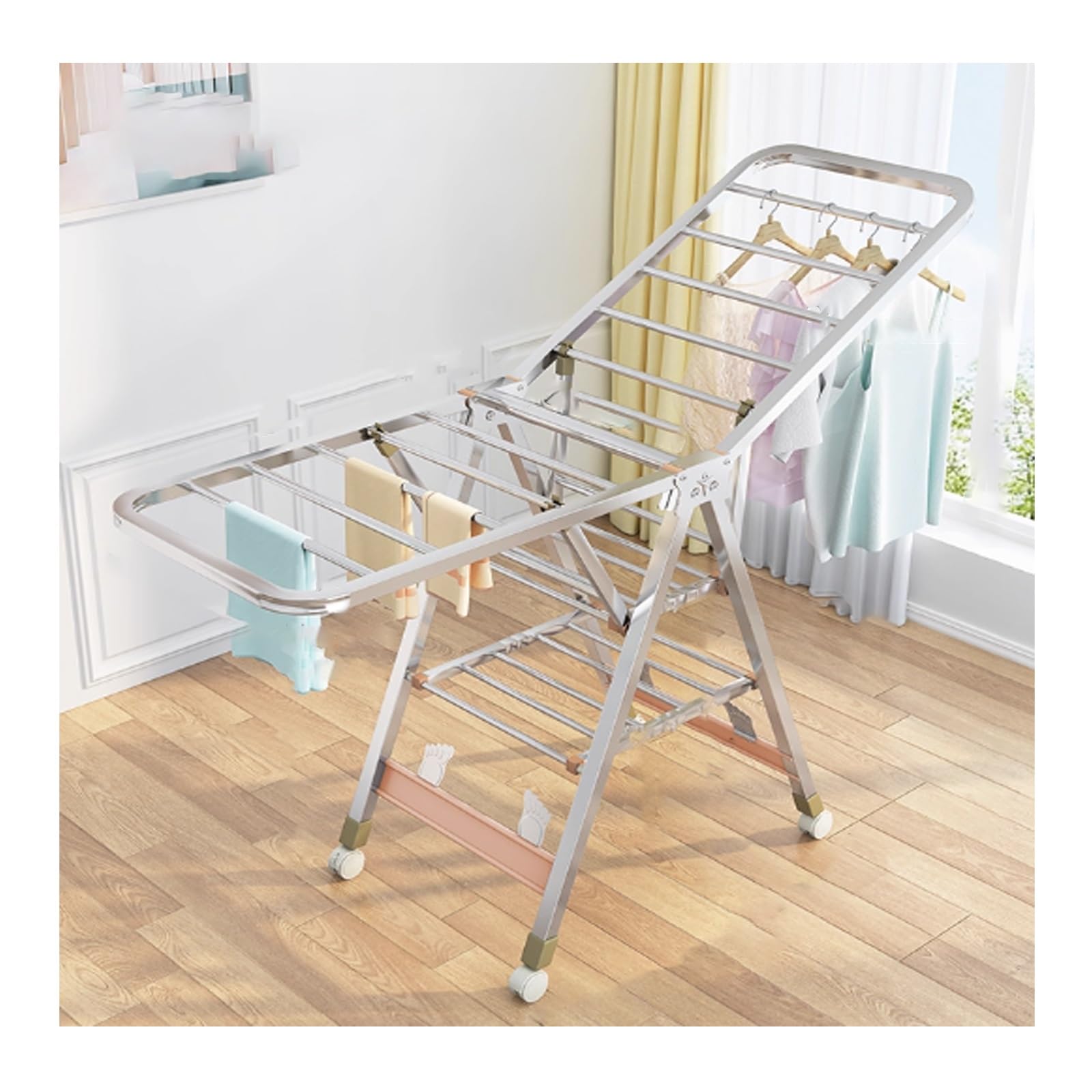 Wäscheständer, zusammenklappbar, Flügel-Design, platzsparender Wäschekorb für Handtücher und Bettwäsche, 180 cm, perfekt für Zuhause und Wohnung