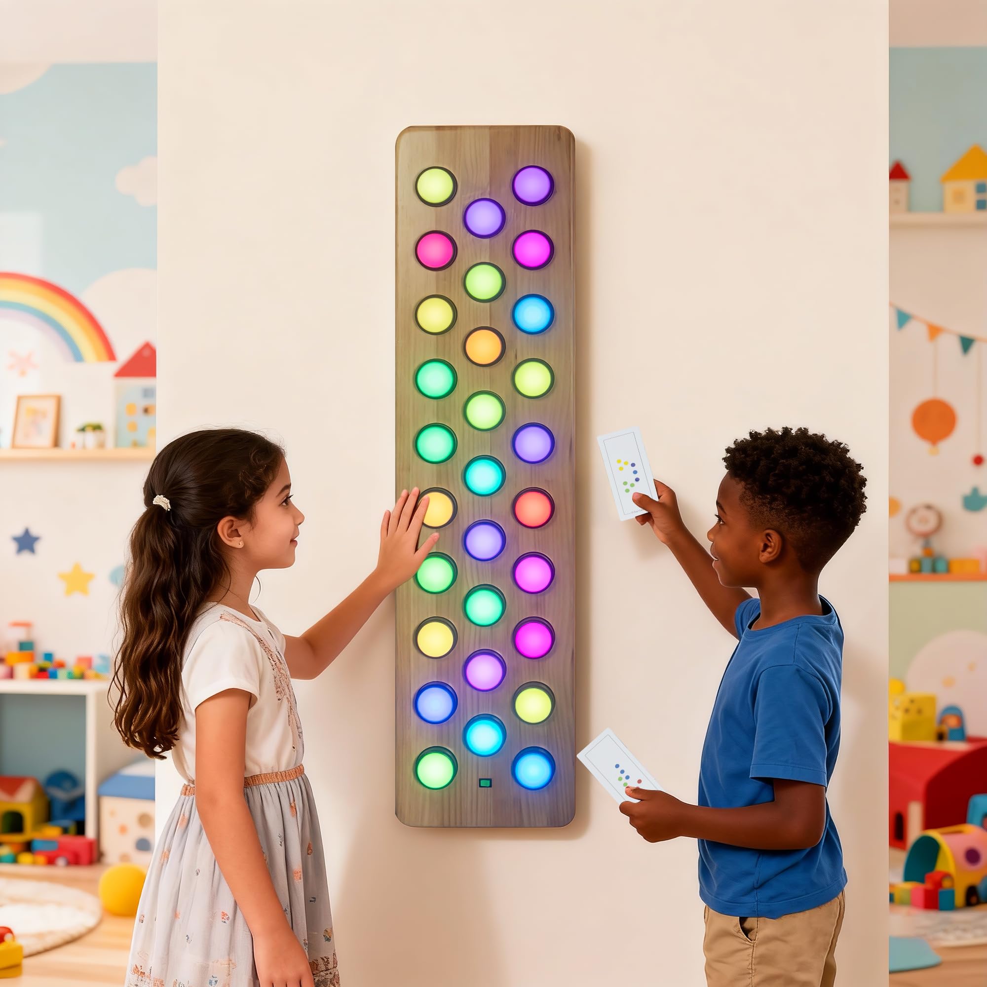 Wall-Mounted Rotary LED Color Light Panel – 29 Adjustable Lights