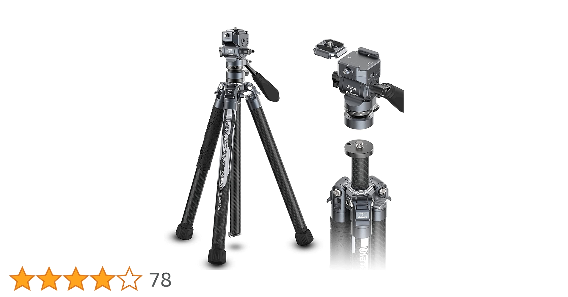 Amazon | ULANZI F38 ビデオトラベル三脚 61インチ 軽量カーボン