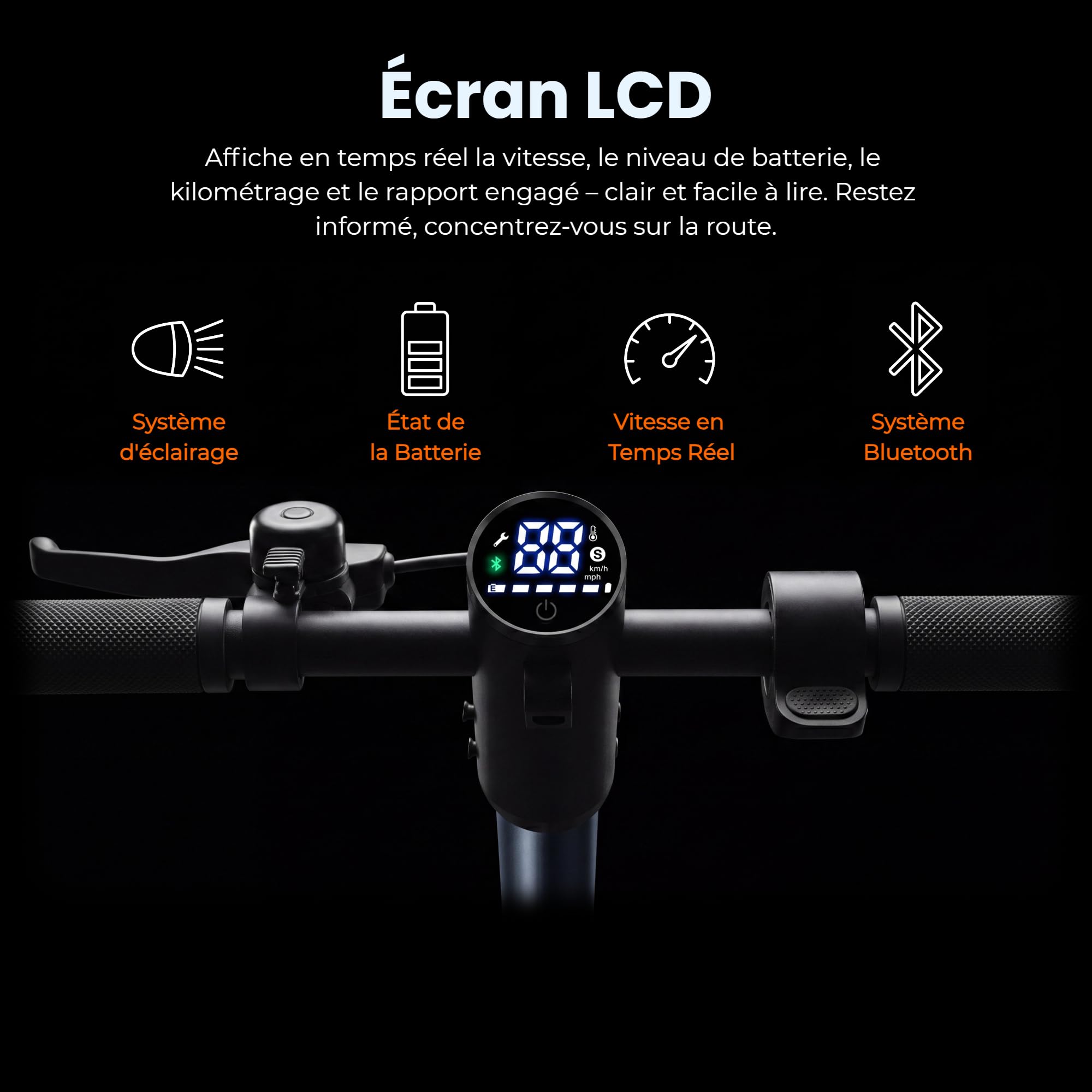 N5 Trottinette électrique 25 Km Autonomie Pneu 10" avec Chambre | Moteur 350W, Pente 18%, Double Frein, Traction arrière, Système BMS, Système TCS, Pliable, Légère 15,8 Kg, IPX4