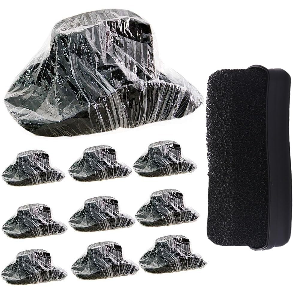 Lanxitown 10Pcs Cowboy Hat Cover and One Sponge Hat Brush Felt Hat Cleaner Hat Protector Dust Cover (US, Alpha, Medium, Black)