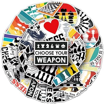 Retro Chess Vinyl Stickers, 50 PCS Waterproof Popular Game Decals for Laptops, Scrapbooking, Journals, Notebooks, Water Bottles, Suitcases, Phones & DIY Decor