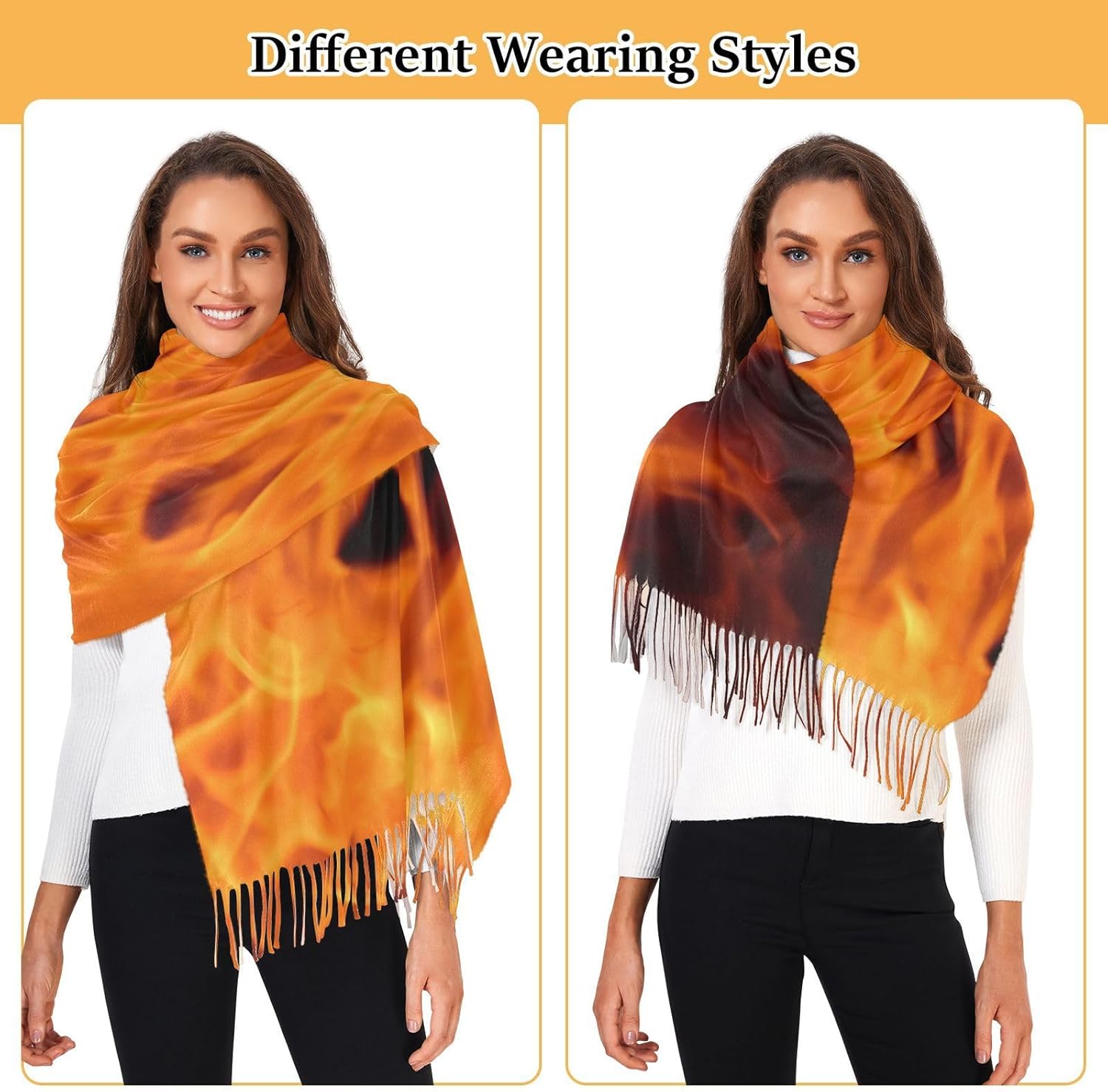 Women's Scarf Shawl Cashmere Feel Scarves Fashion Soft Winter Warm Large Scarf with Tassel - Image 4