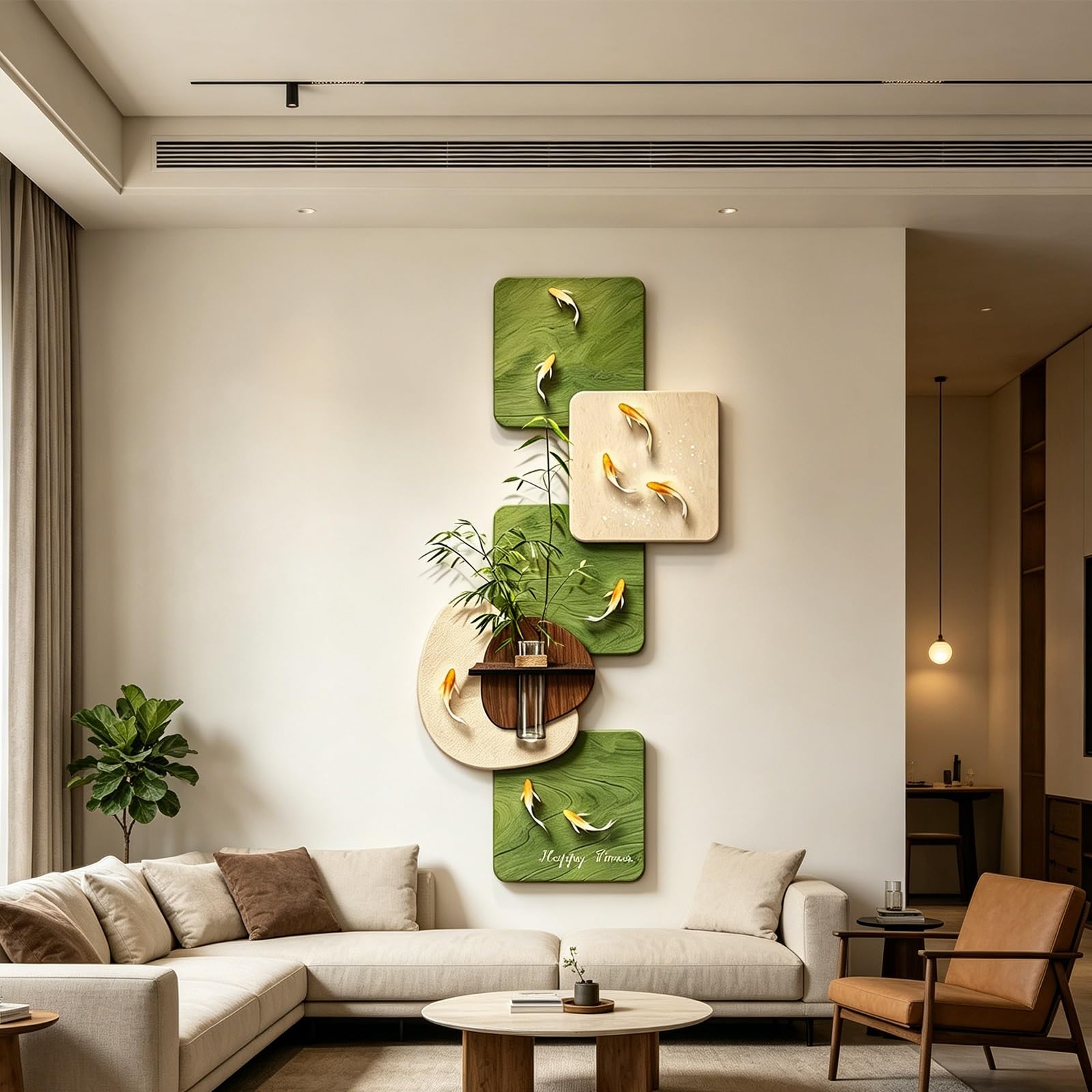 Quadro da parete 3D con texture effetto arenaria e vaso a nove