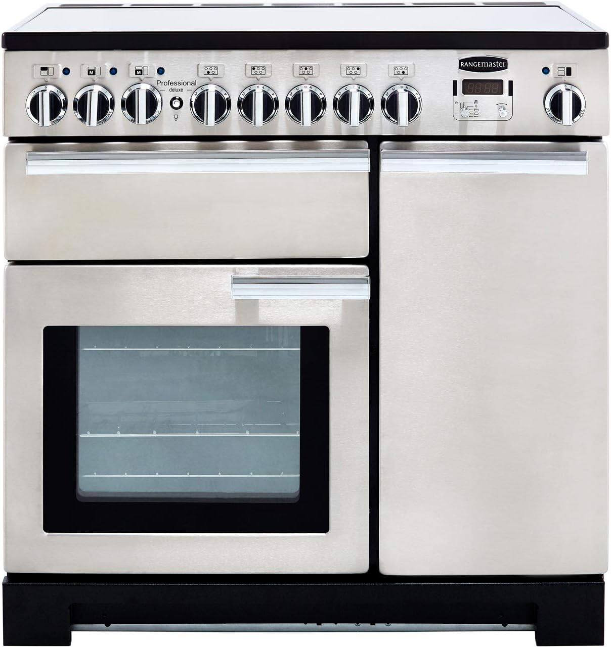 Rangemaster Professional Deluxe 90cm Electric Range Cooker with Induction Hob - Stainless Steel